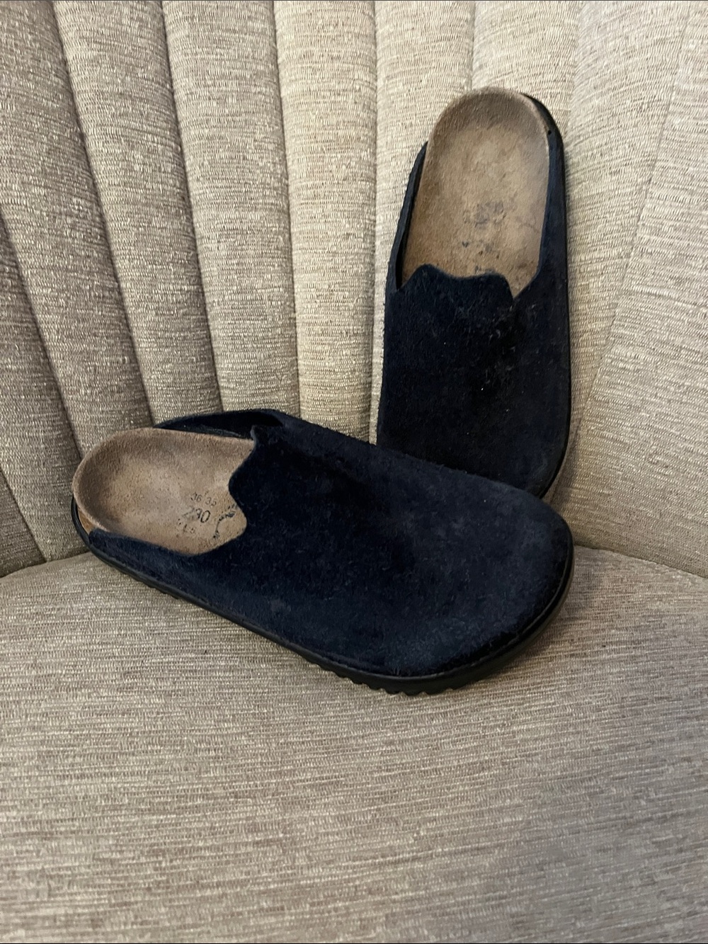 Birkenstock Women's Navy Blue Suede Mule Clogs